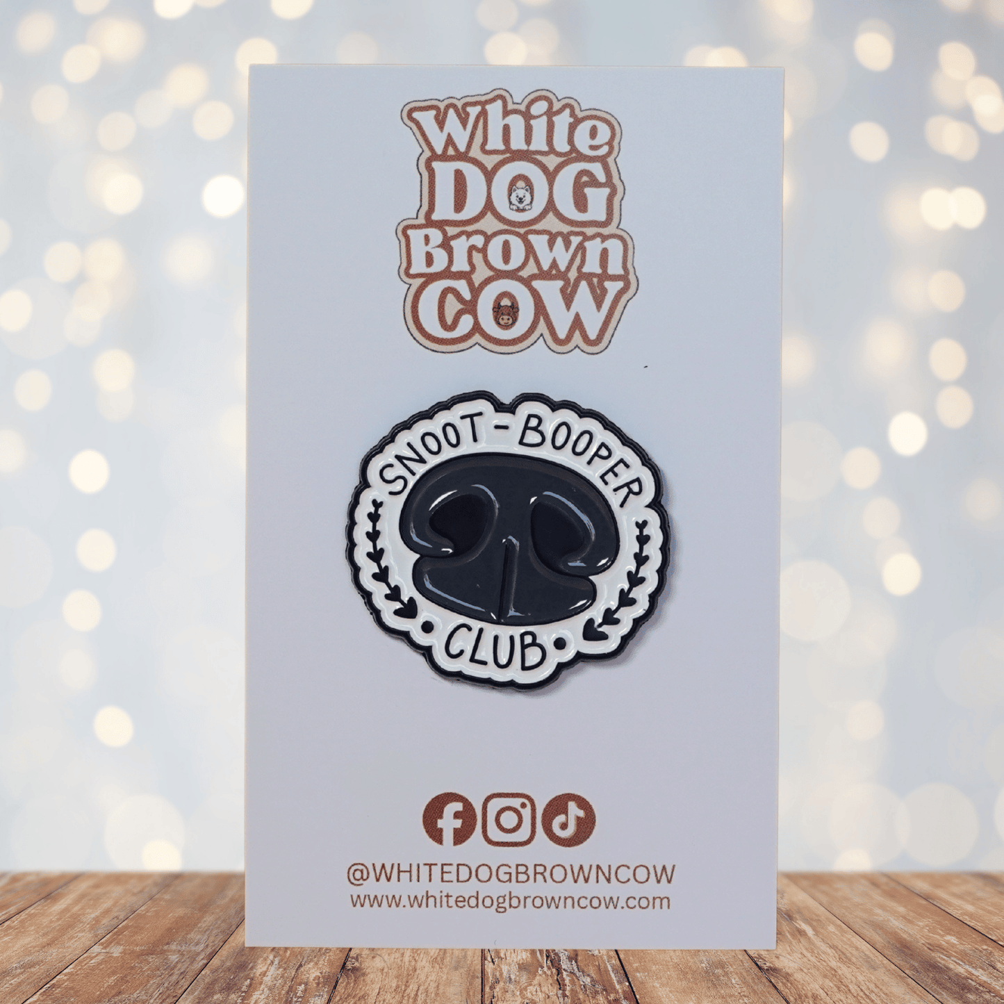 Funny snoot booper club enamel pin with dog nose design for pet lovers
