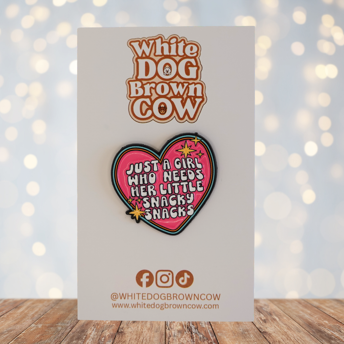 "Just A Girl Who Needs Her Little Snacky Snacks" Enamel Pin