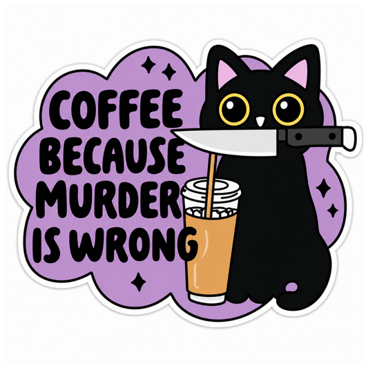 Coffee Because Murder Is Wrong Sticker