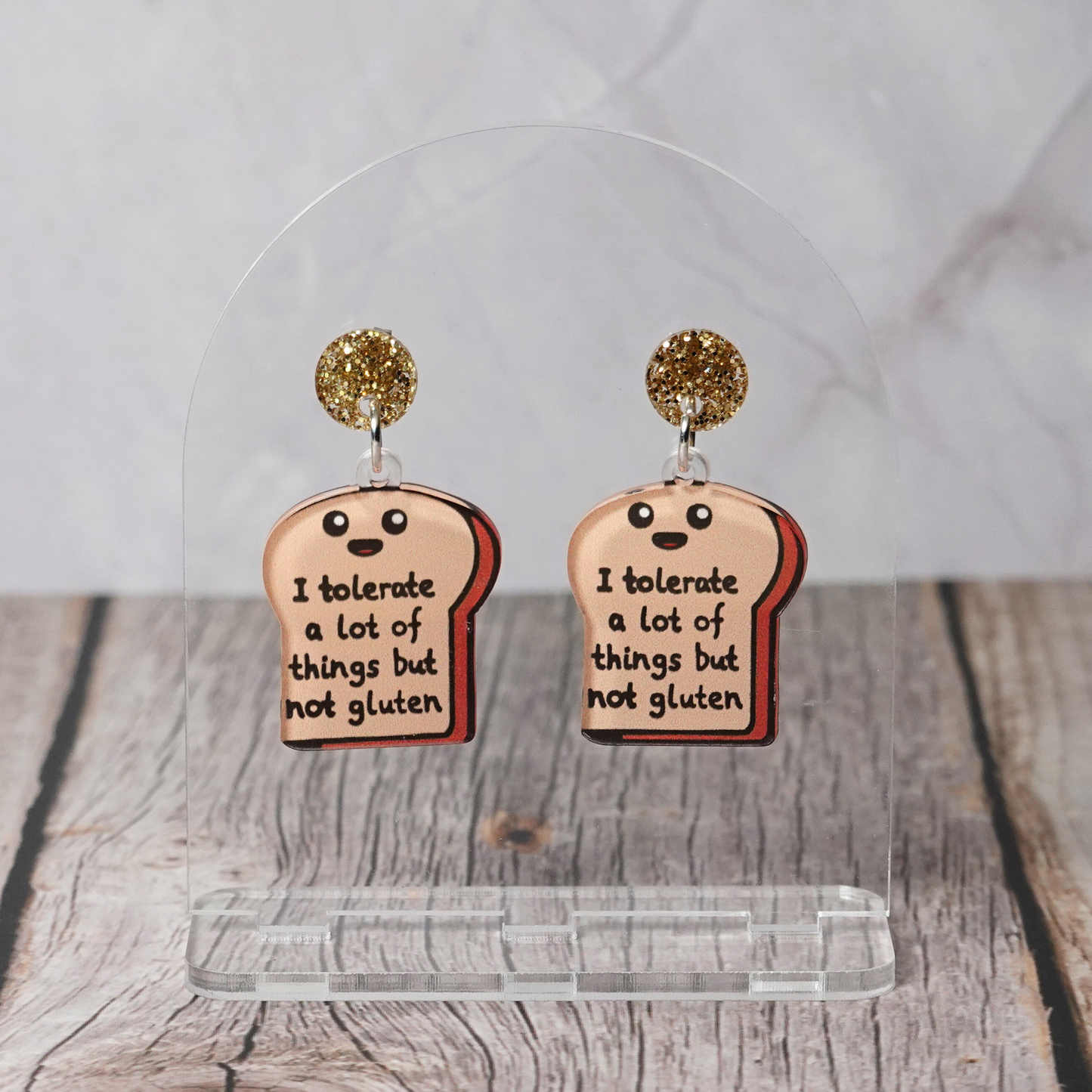 "I Tolerate A Lot Of Things But Not Gluten" Stud Dangle Earrings