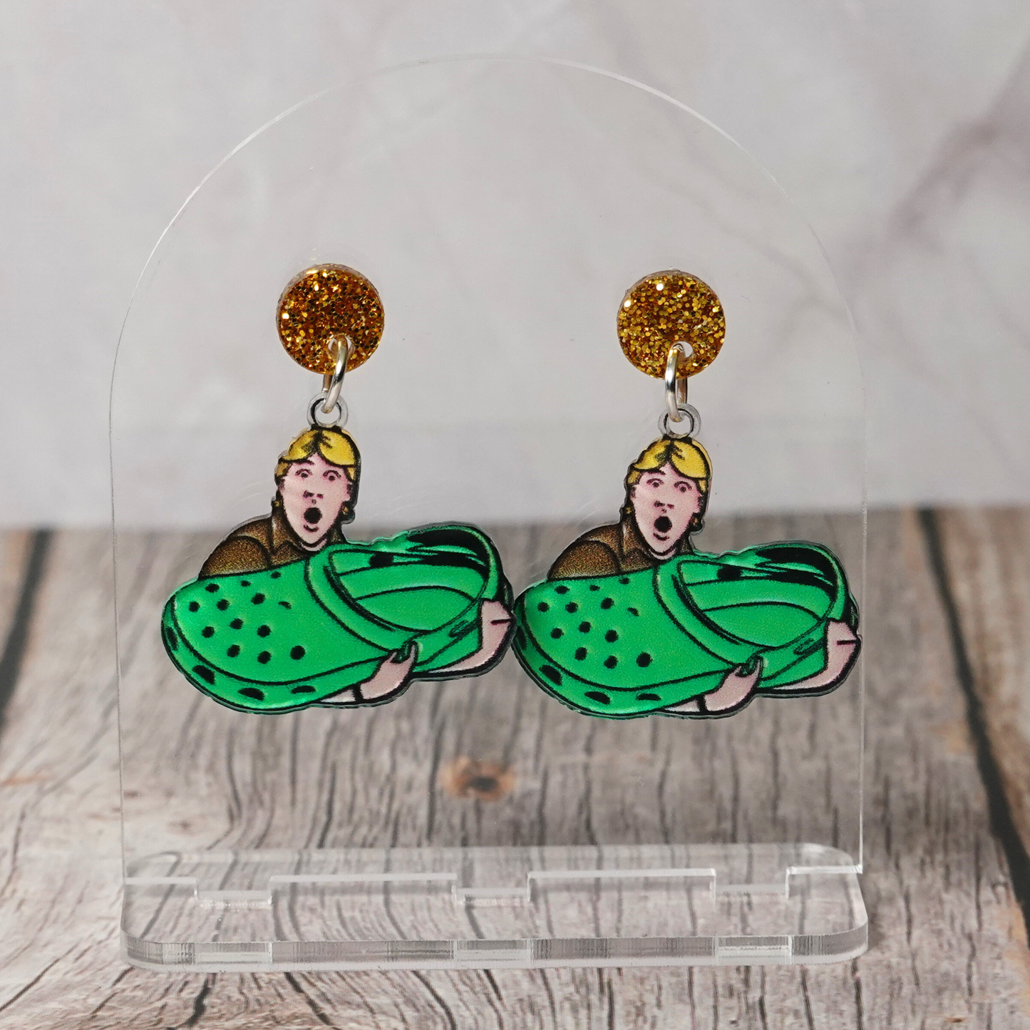 "Crickey" Steve Irwin Croc Stud Dangle Earrings