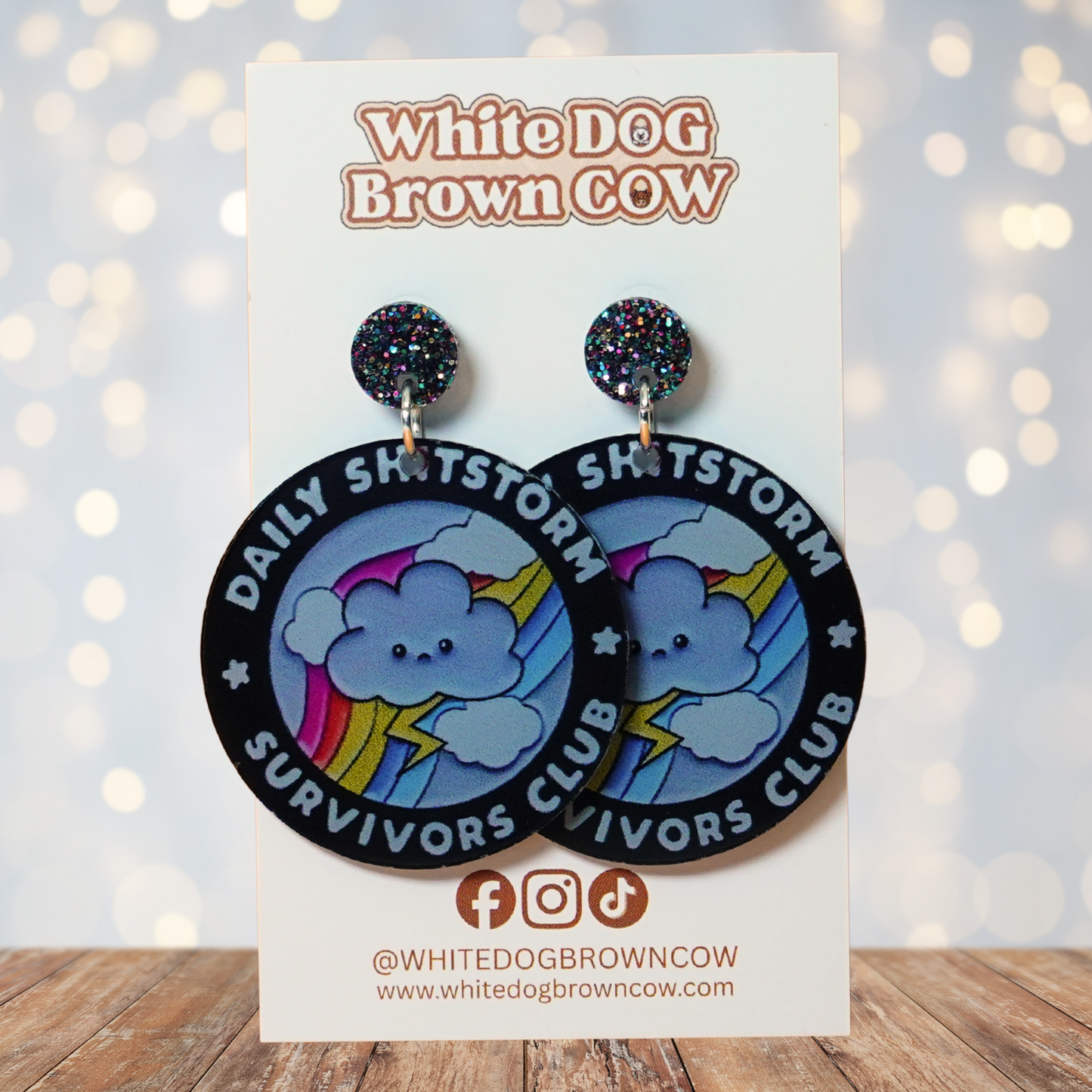 "Daily Shitstorm Survivors Club" Stud Dangle Earrings