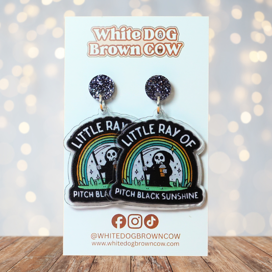 "Little Ray Of Pitch Black Sunshine" Stud Dangle Earrings