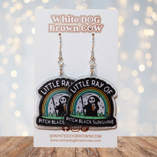 "Little Ray Of Pitch Black Sunshine" Hook Dangle Earrings