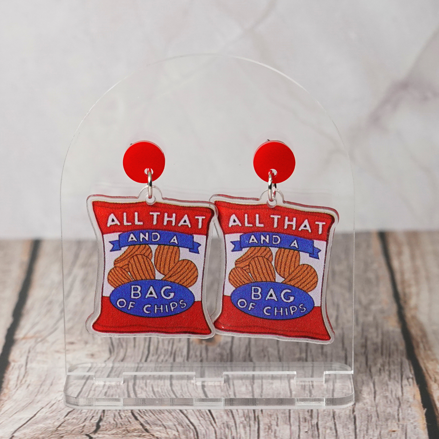 "All That And A Bag Of Chips" Stud Dangle Earrings
