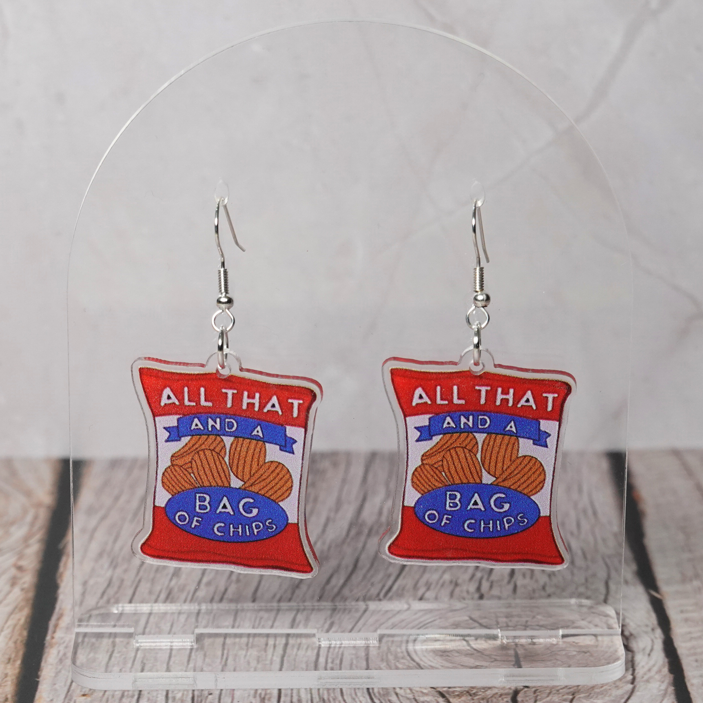 "All That And A Bag Of Chips" Hook Dangle Earrings