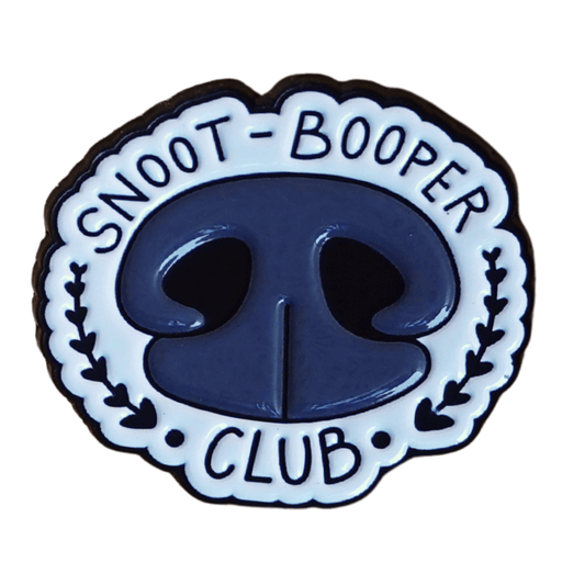 Funny snoot booper club enamel pin with dog nose design for pet lovers