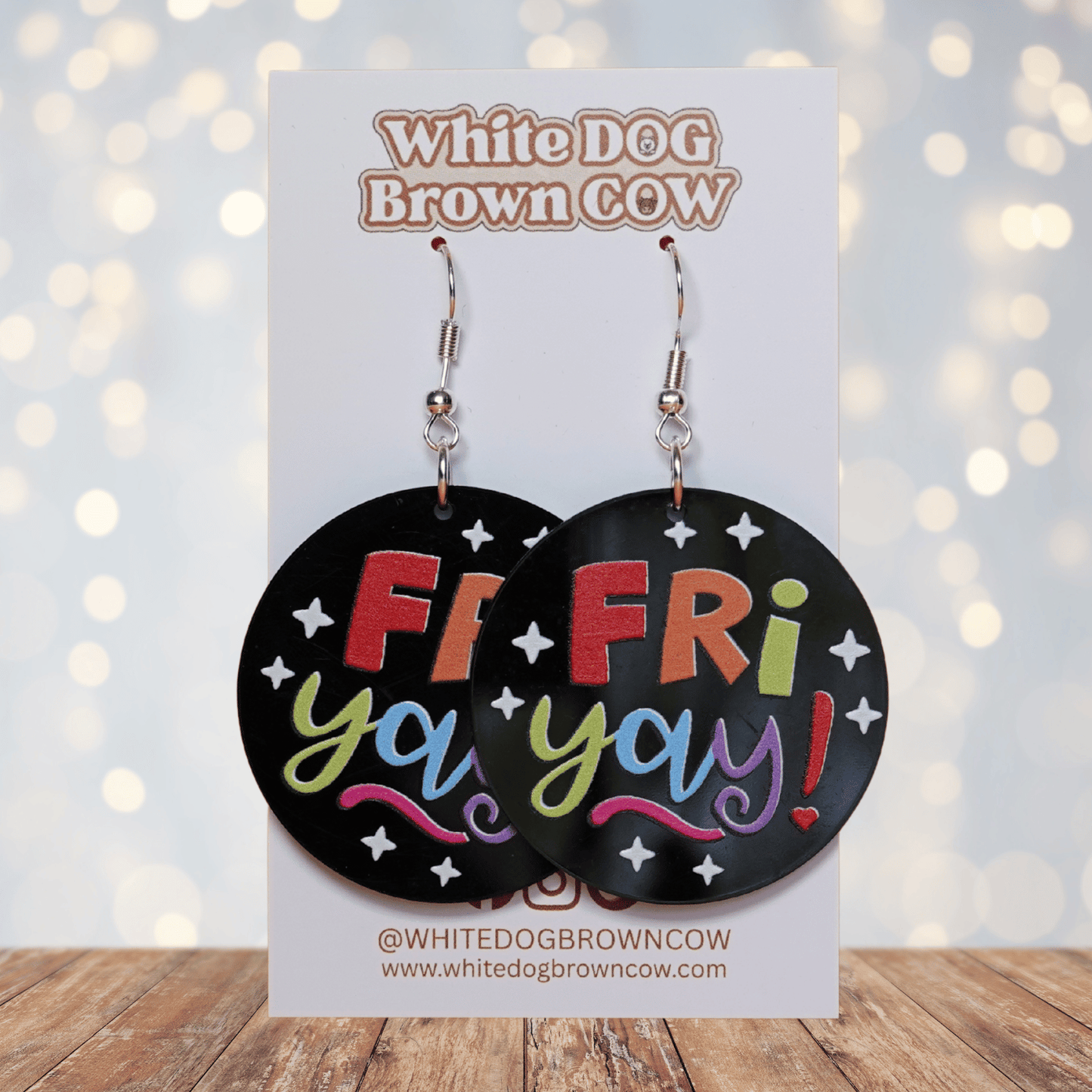 Colorful Fri Yay round statement earrings