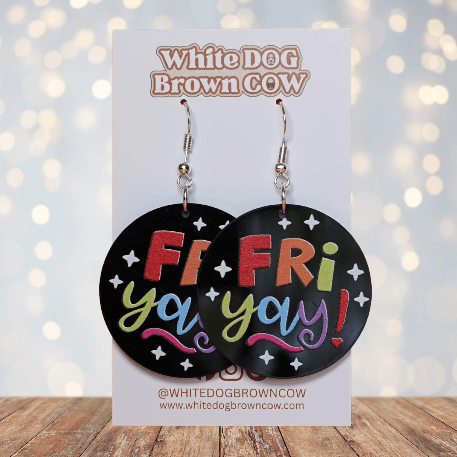 Colorful Fri Yay round statement earrings