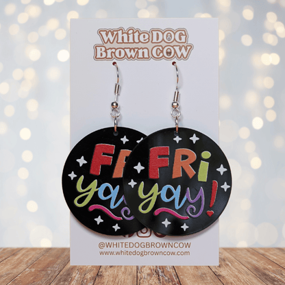 Colorful Fri Yay round statement earrings