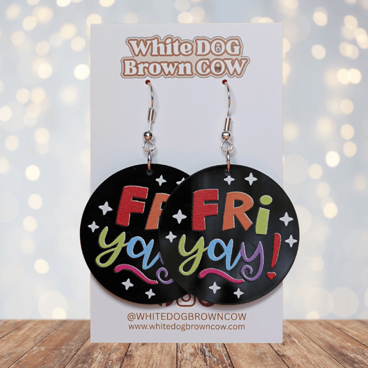 Colorful Fri Yay round statement earrings