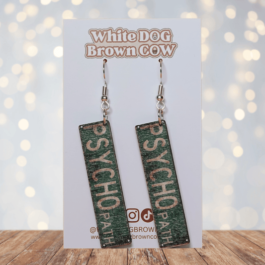 Psychopath street sign novelty earrings